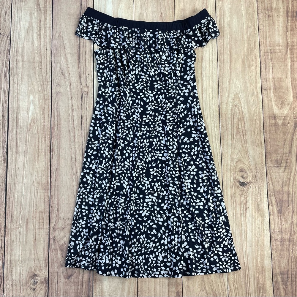 Chaps Navy and White Off Shoulder Dress EUC!
